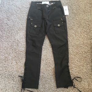 Leifsdottir Dark Olive Military Lace Up Crop Pants